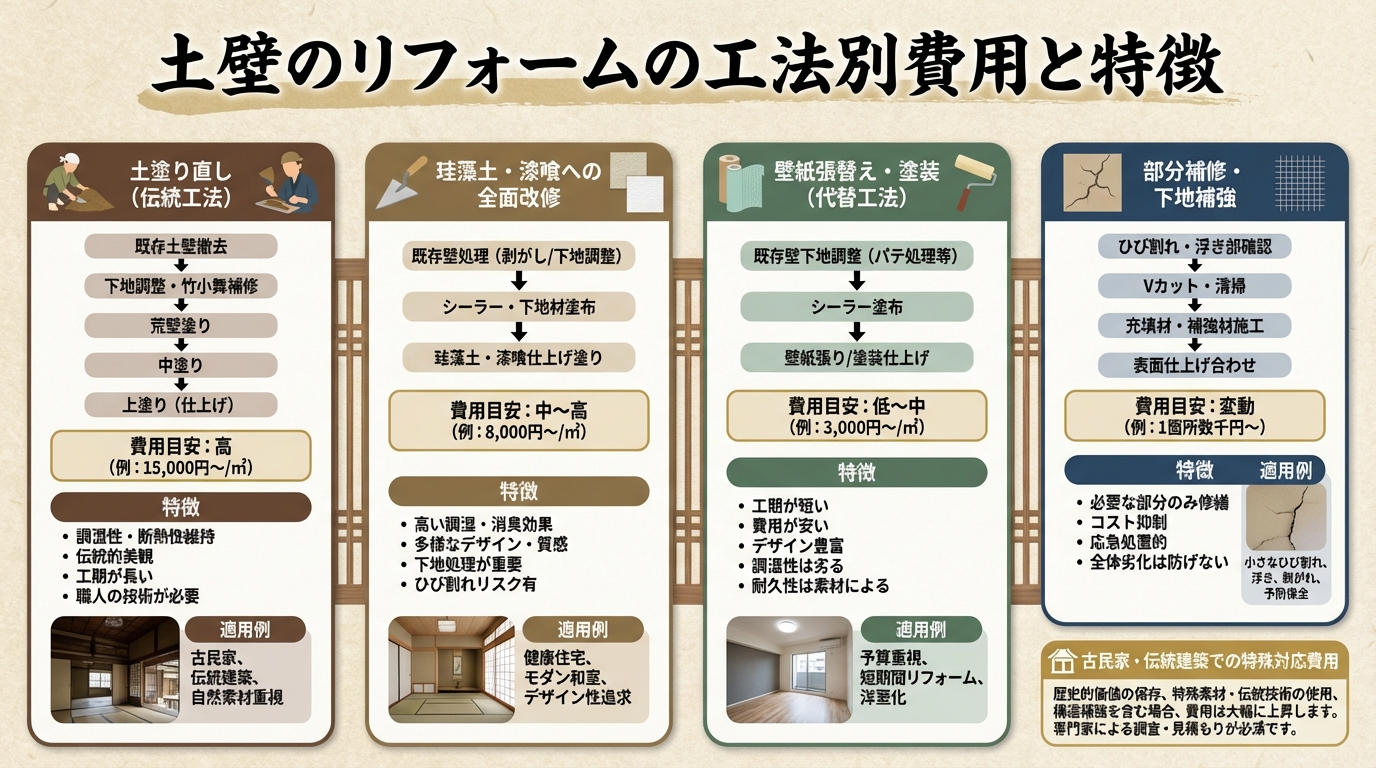 土壁のリフォームの工法別費用と特徴