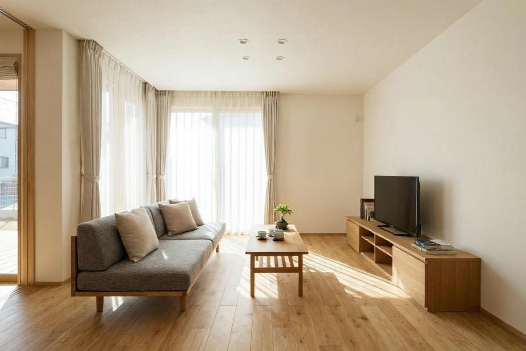 リノベーションした家の居間のイメージ。この記事は、老朽化した中古住宅を刷新するリノベーション（renovation）の本質を徹底解説したガイド。単なる修復・修繕や原状回復を指す「リフォーム」とは一線を画し、建物の躯体（構造）を残す「スケルトン」からのフルリノベーションにより、間取りや内外装を一新して資産価値を高める。2025年・2026年の最新動向やリフォームローン、減税、省エネ・断熱改修の手順まで網羅。築古の中古マンションや戸建ても、プロの耐震診断と工事で快適な住まいへと生まれ変わる